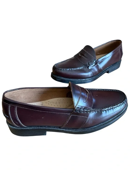 MENS NUNN BUSH LINCOLN MOC TOE PENNY LOAFER LEATHER CASUAL SHOE BURGUNDY SZ 12 M
