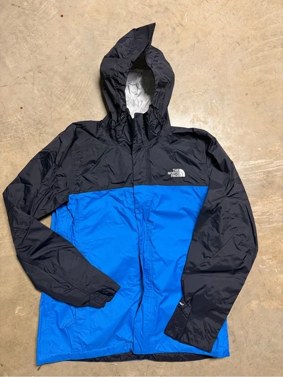 The North Face Men’s Black and Blue Hooded Rain Shell