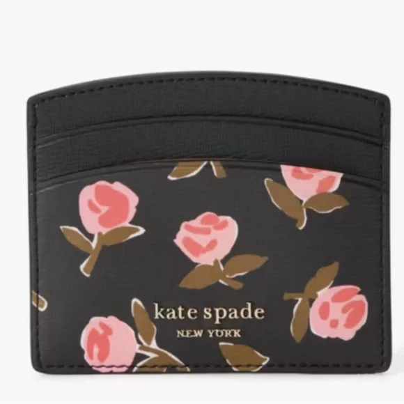 Kate Spade Black Floral Card Holder