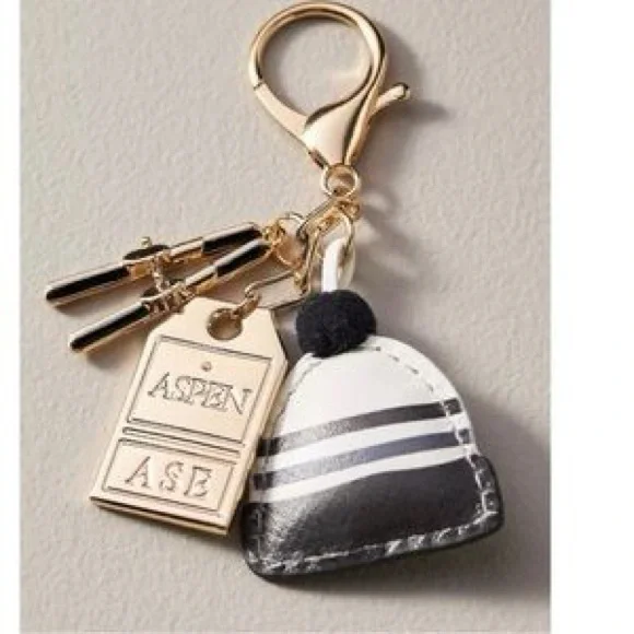 NWT Anthropologie Winter Hat Ski Aspen Key Ring or Bag Charm