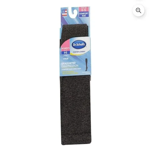 Dr. Scholl's Graduated Compression Socks Knee‎ High Women's Size 8-12 Charcoal
