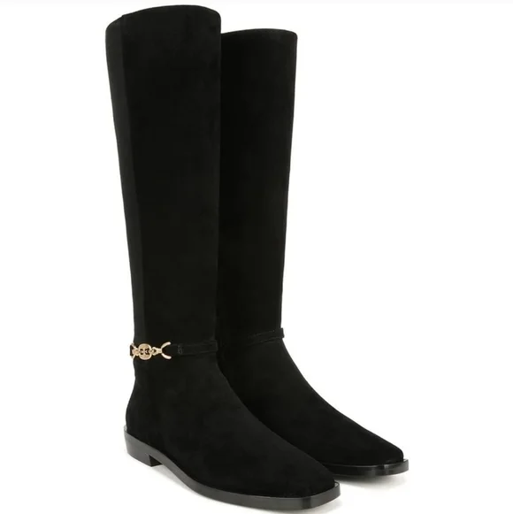 Sam Edelman Clive Black Suede Tall Boots Sz 7.5
