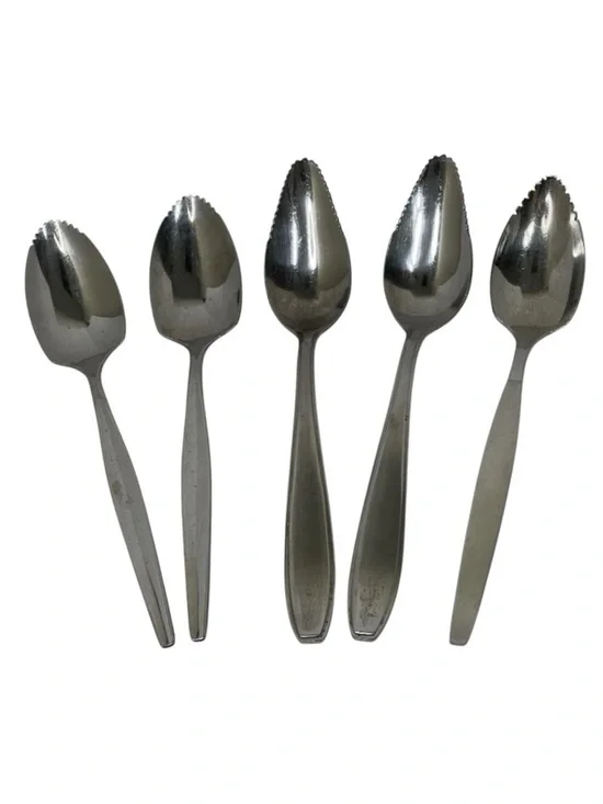 Grapefruit Spoons Serrated Stainless Steel Mixed Brands Lot of 5 Japan Vintage