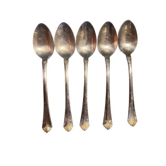 Towle Santa Barbara Gold Accent Teaspoons 18/8 Stainless Steel Set of‎ 5