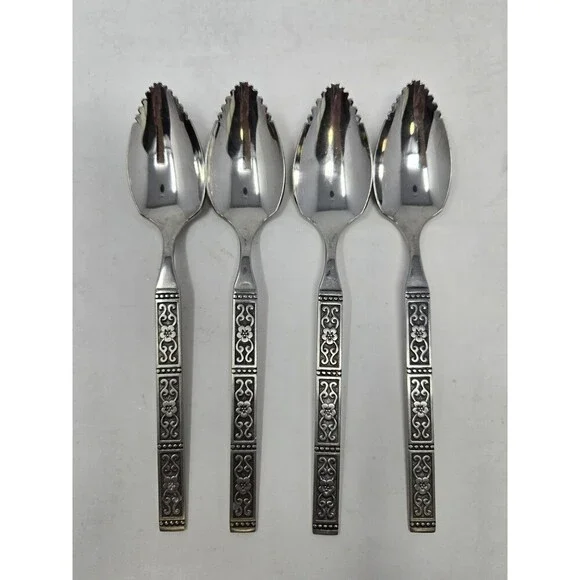VINTAGE ONEIDA COMMUNITY STAINLESS FLATWARE SET OF 4 GRAPEFRIUT SPOONS ISABELLA