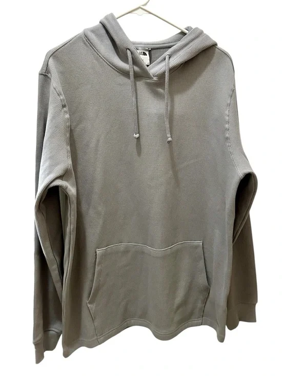 The North Face waffle-knit thermal hoodie size Large gray