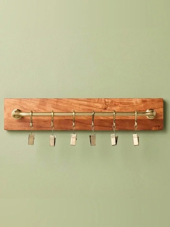 Hearth & Hand Brass & Wood Rail with Rail Clips 15” - NWT