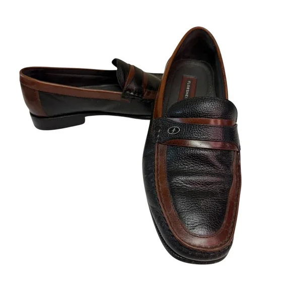 Florsheim Mens Two Tone Penny Loafers Black Brown Leather Dress Shoes K18258 11B
