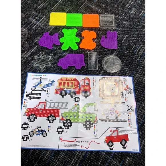 Perler Beads Peg Boards Lot Of 12 And Pattern Sheet For Creating Vehicles  Truck