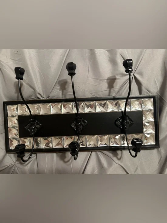 Hobby Lobby Black and Silver Crystal-Trim Wall Hook Rack