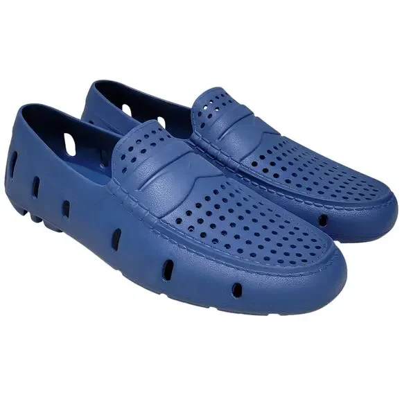 Club Room Men Size US 11M Atlas Perforated Slip On Driver Loafers Navy Blue EVA