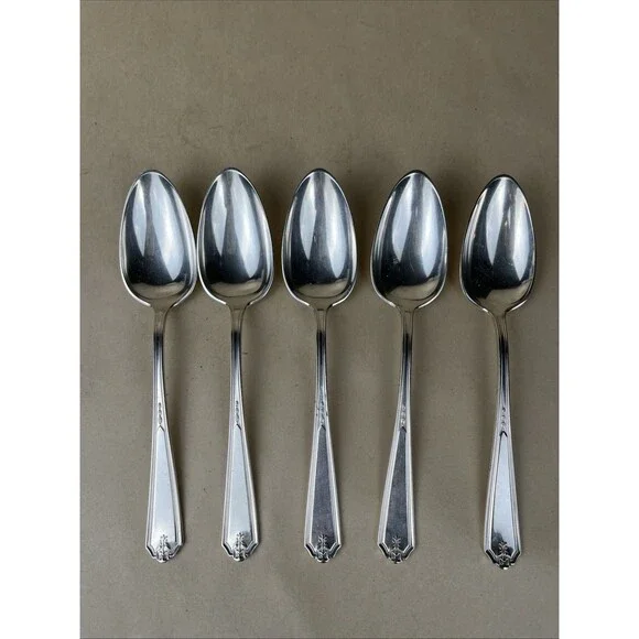 5 Gorham Vanity Fair EP Pat 1923 S Oval‎ Spoon Silver Plate Flatware 7 1/8” EUC