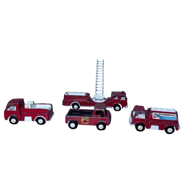 Vintage Tootsietoy Fire Truck Lot 1969 1970 Diecast Metal Emergency Vehicles 4pc