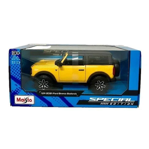 Maisto 1:24 Diecast 2021 Ford Bronco Badlands Yellow & Black Special Edition