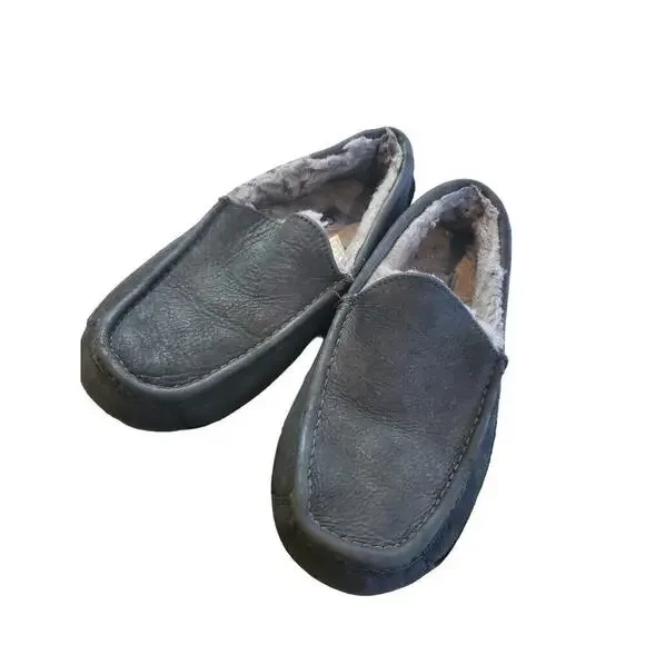 Mens Ugg slippers black with gray‎ shearling size 7