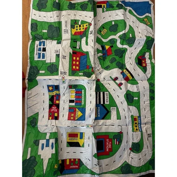 Vintage Mini-Car Motor Mat 4'x5' 1981 Toy Car Vinyl Playmat