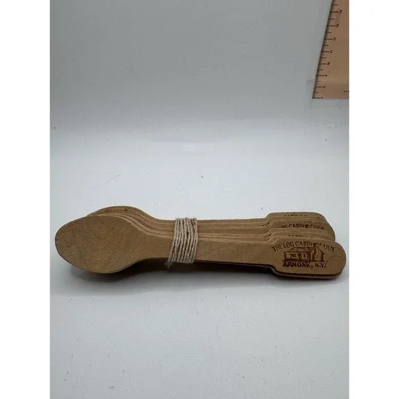 Engraved wooden spoons from The Log Cabin Farm, Armonk, N.Y. Lot Of 10