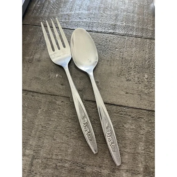 VTG SUPERIOR STAINLESS Taiwan USA Flatware RADIANT ROSE Spoon & Fork Silverware