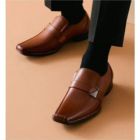(84-4449)  Bruno Marc Men Oxfords Fashion Square Toe Shoes Slip On Loafer Sz 10.