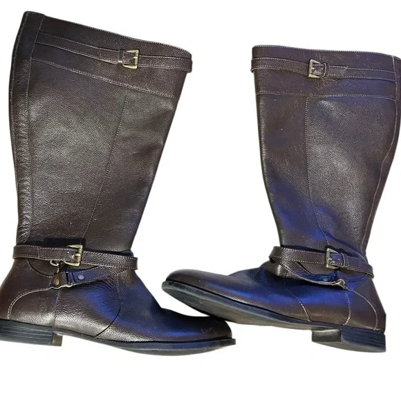 Comfortview Janis Tall Wide Calf Brown Leather Boot 9.5WW