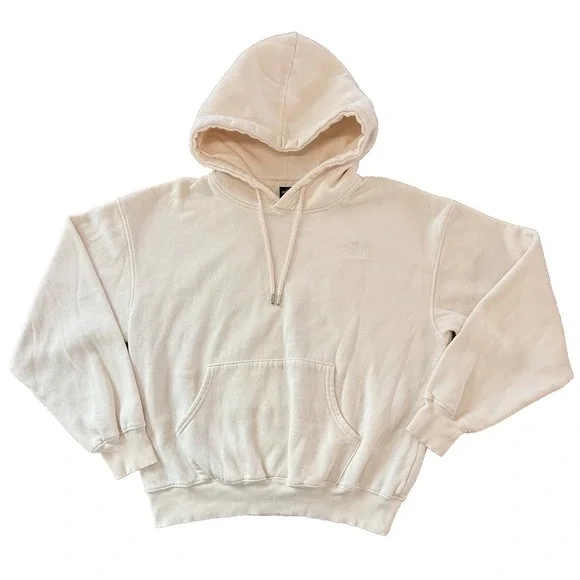 The North Face Hoodie Mens M Cream Pullover‎ Sweatshirt Stained