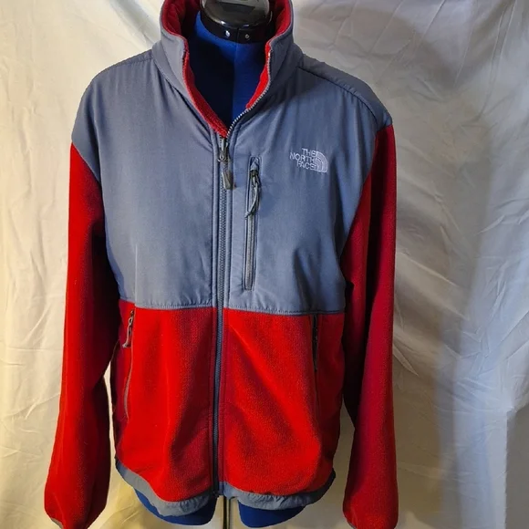 The North Face Men's Red &Gray Full ZipJacketUpper Zip Pckt& 2sidePckt Zip(1997)