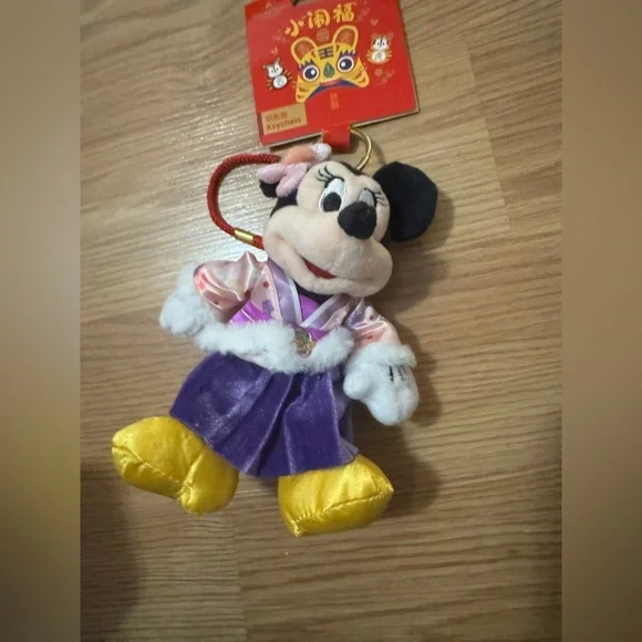 Disney Minnie Mouse Keychain Plush Charm Chinese New Year Festival Outfit