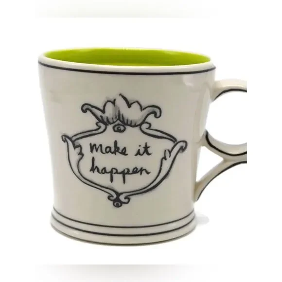 Molly Hatch Anthropologie Make It happen Crown Green Stripe Mug