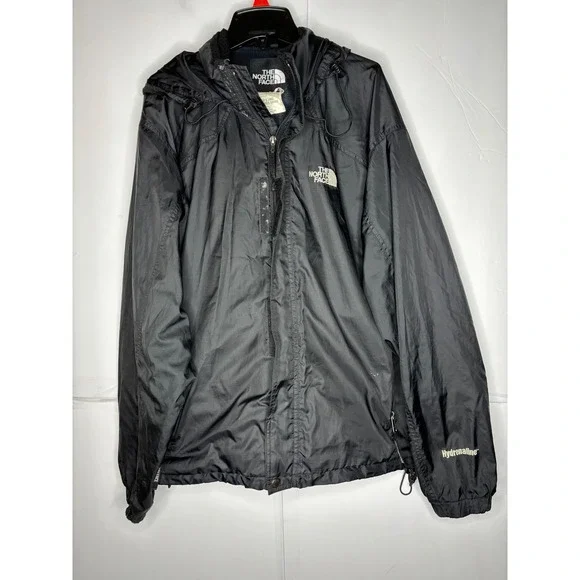 VTG The North Face Black Hydrenaline Mens Large‎ Hooded Windbreaker Jacket Korea
