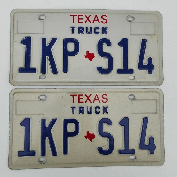 Vintage‎ 1990s Texas Truck License Plate Set 1KP S23