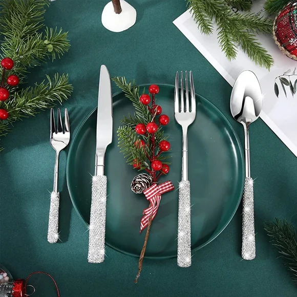 NEW Sparkling Bling Crystal Rhinestone Silverware Place Setting Dinner F…