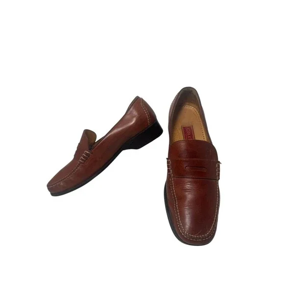 Cole Haan Loafers 10 B Country Hand Sewn Brown Leather SlipOn VTG Made in Brazil