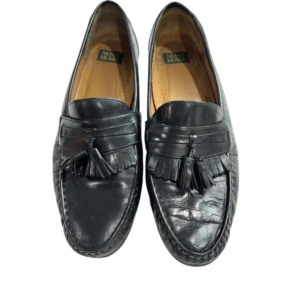 Nunn Bush Kiltie Tassel Loafers Mens 12 M Black Leather Moc Toe Dress Shoes‎ A52