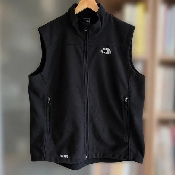 The North Face Mens WindWall Fleece Vest Black XL Full Zip Softshell Outdoor