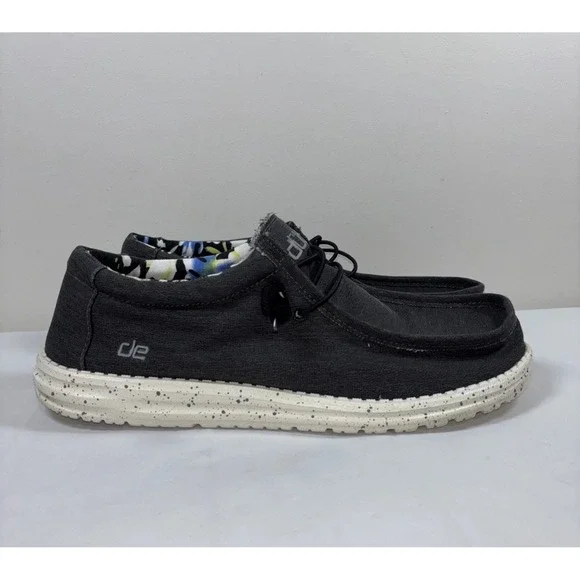 Hey Dude Wally Stretch Mens 13 Black Slip On Casual Shoes Comfort Loafers Lightw