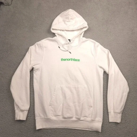 The North Face Hoodie Mens M White Fleece Pullover Back Logo Graphic