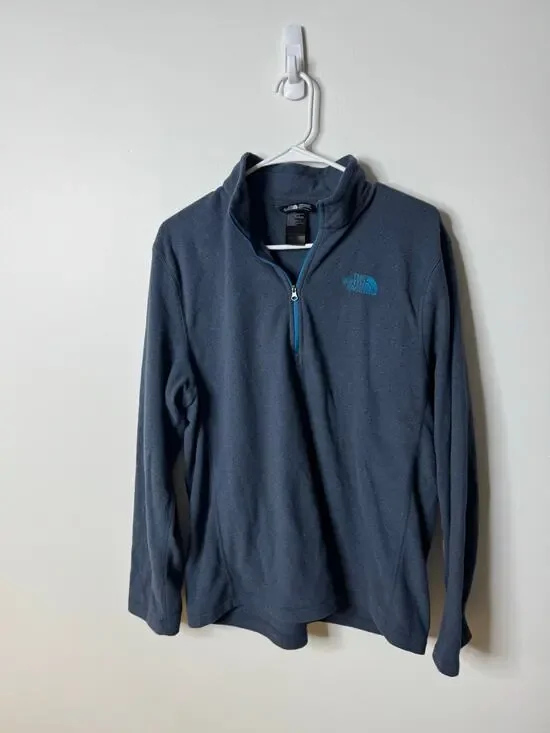 The North Face Mens Blue Quarter Zip Medium Fleece Worm Cold Weather