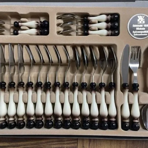 Edelstahl 18/8 Hochste Spitzenqualitat Stainless Flatware Pawn Cream Brown 23 pc