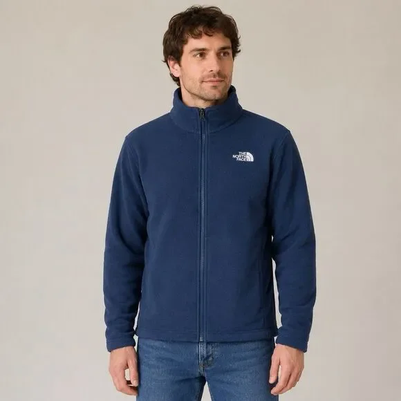 The North Face CF2M Fleece Jacket Mens M Blue Full Zip Logo Pockets