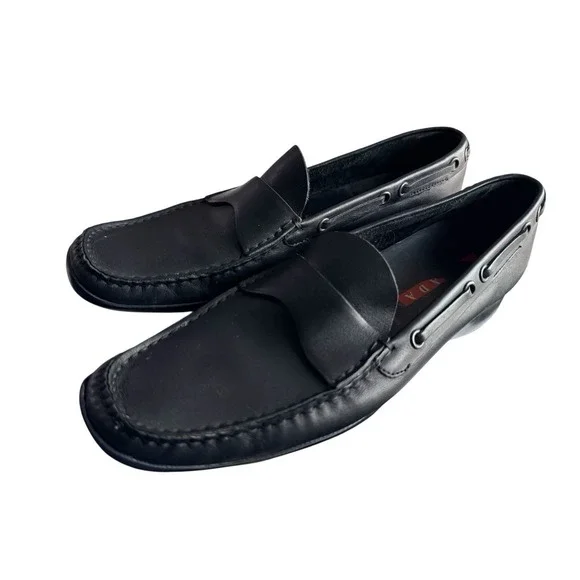 Prada MENS Loafers 8 Black Leather Driving Made In Italy EU‎ 7 Women 9.5