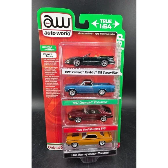 Auto World Deluxe 1:64 Diecast 4-Pack Pontiac Chevrolet Ford Mercury
