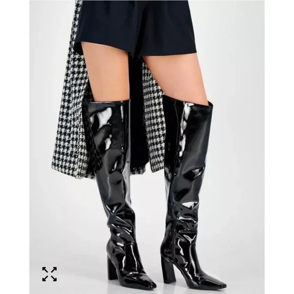 INC‎ International Concepts Orisa Black Patent Leather Over The Knee Boots  9.5M