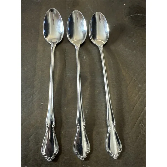 Oneida Oneidacraft Deluxe CHATELAINE Stainless Iced Tea Spoons-3