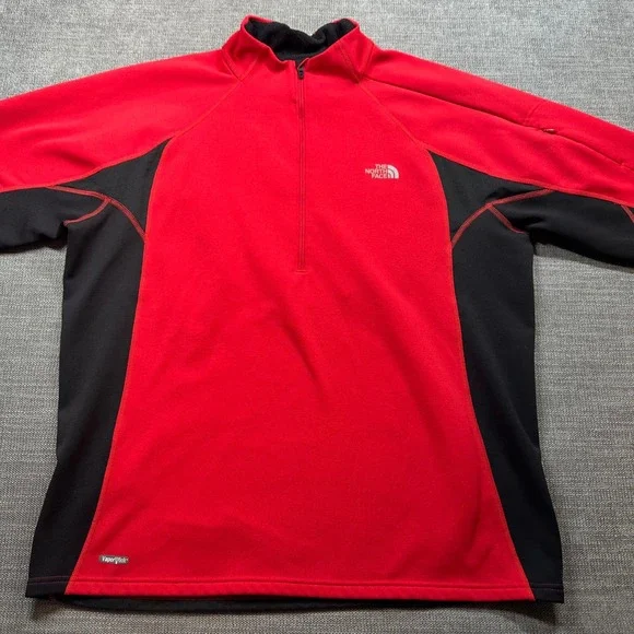 The North Face VaporWick Pullover Mens XL Red Black  1/4 Zip Technical