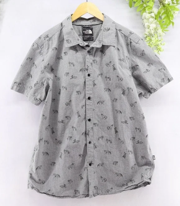 The North Face Wolves Print Short Sleeve Outdoor Summer Shirt Sz XL