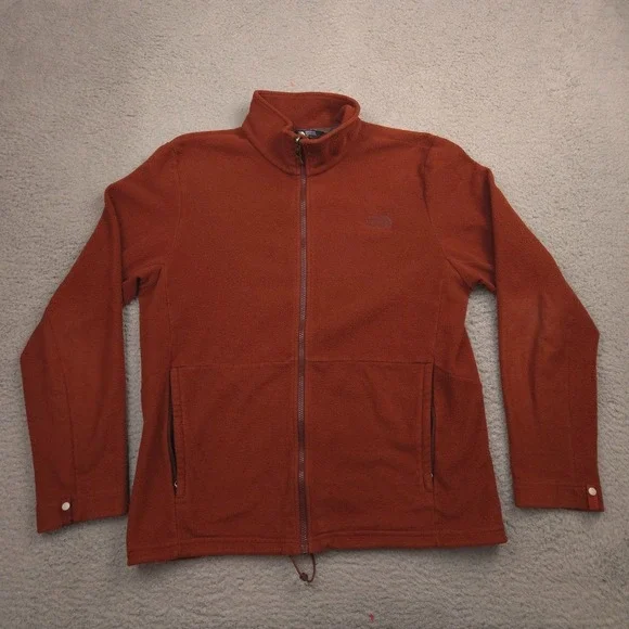 The North Face Fleece Jacket Mens L Rust Brown Full Zip Outdoor Hiking