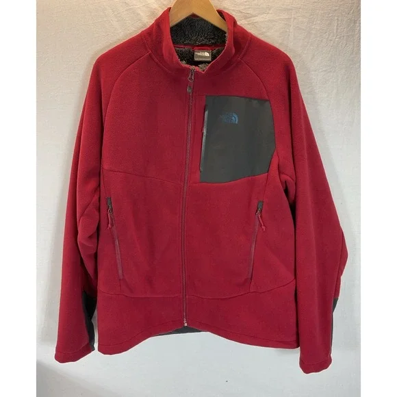 The North Face Chimborazo Jacket‎ Mens L Full Zip Red Fleece Lined