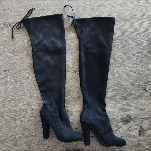 ZIGI SOHO Women's Brock Over The Knee Black Heeled Boots Size 7