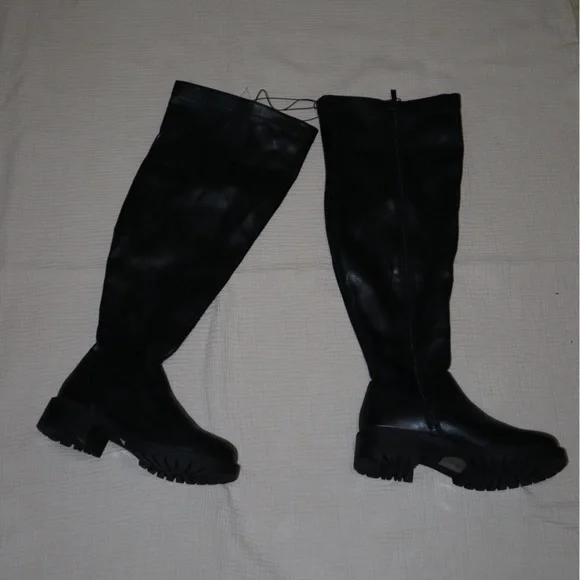 torrid Black Over-the-Knee Chunky Lug Sole Boots