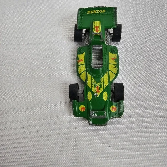 Vintage Hot Wheels Redline 1973 El Rey Special Dunlop Green Hong Kong Bent axel